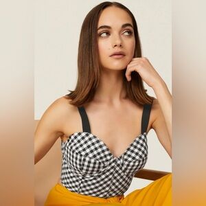 Dynamite Black and White Checkered Crop Top